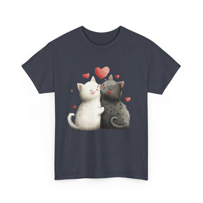 Cute Cat Love T-Shirt, Adorable Feline Couple Tee, Gift for Cat Lovers, Valentine's Day Shirt, Cozy Everyday Wear, Cat Mom T-Shirt