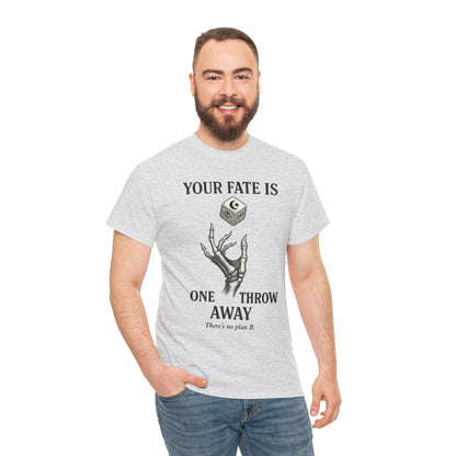 Your Fate Mens Heavy Cotton Tee, Skeleton Dice Graphic T-Shirt, Trendy Gift for Gamers, Gambling Tee, Unique Quote Apparel