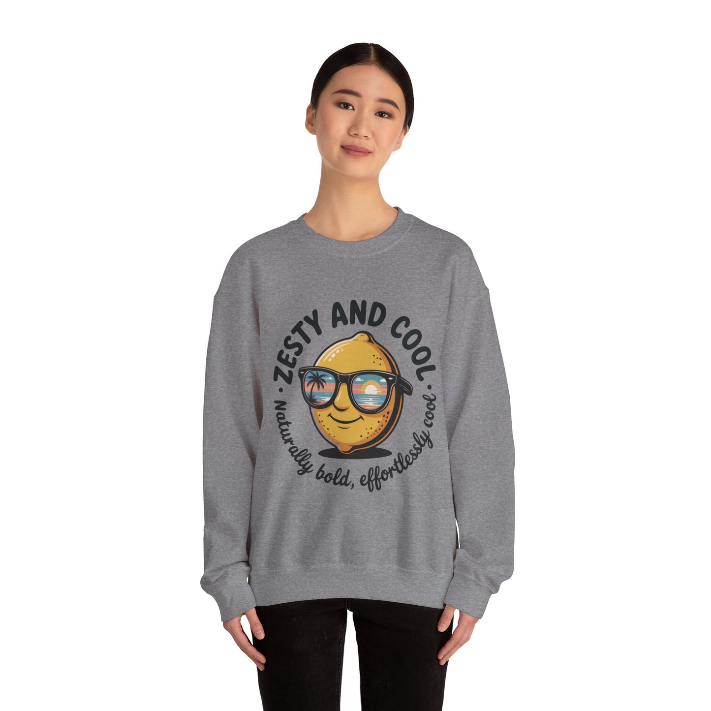Zesty and Cool Crewneck Sweatshirt, Womens Lemon Sweatshirt for Casual Wear, Trendy Gift, Summer Vibes, Comfortable Apparel