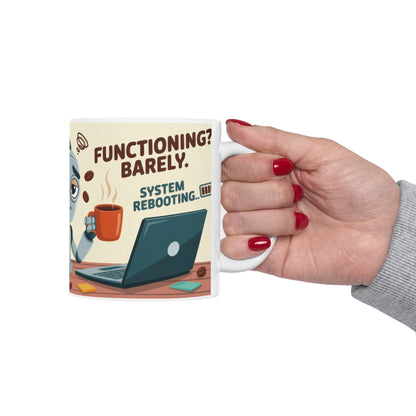 Funny Robot Coffee Mug, I Run on Coffee and Chaos, Tired Office Humor Cup, Lazy Tech Lover Gift, Gift for Coffee Lovers, Office Humor