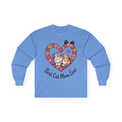 Best Cat Mom Ever Long Sleeve Tee, Cat Lover Gift, Pet Parent Apparel, Birthday Gift for Cat Moms, Cozy Cat Mom Shirt