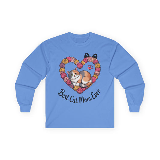 Best Cat Mom Ever Long Sleeve Tee, Cat Lover Gift, Pet Parent Apparel, Birthday Gift for Cat Moms, Cozy Cat Mom Shirt