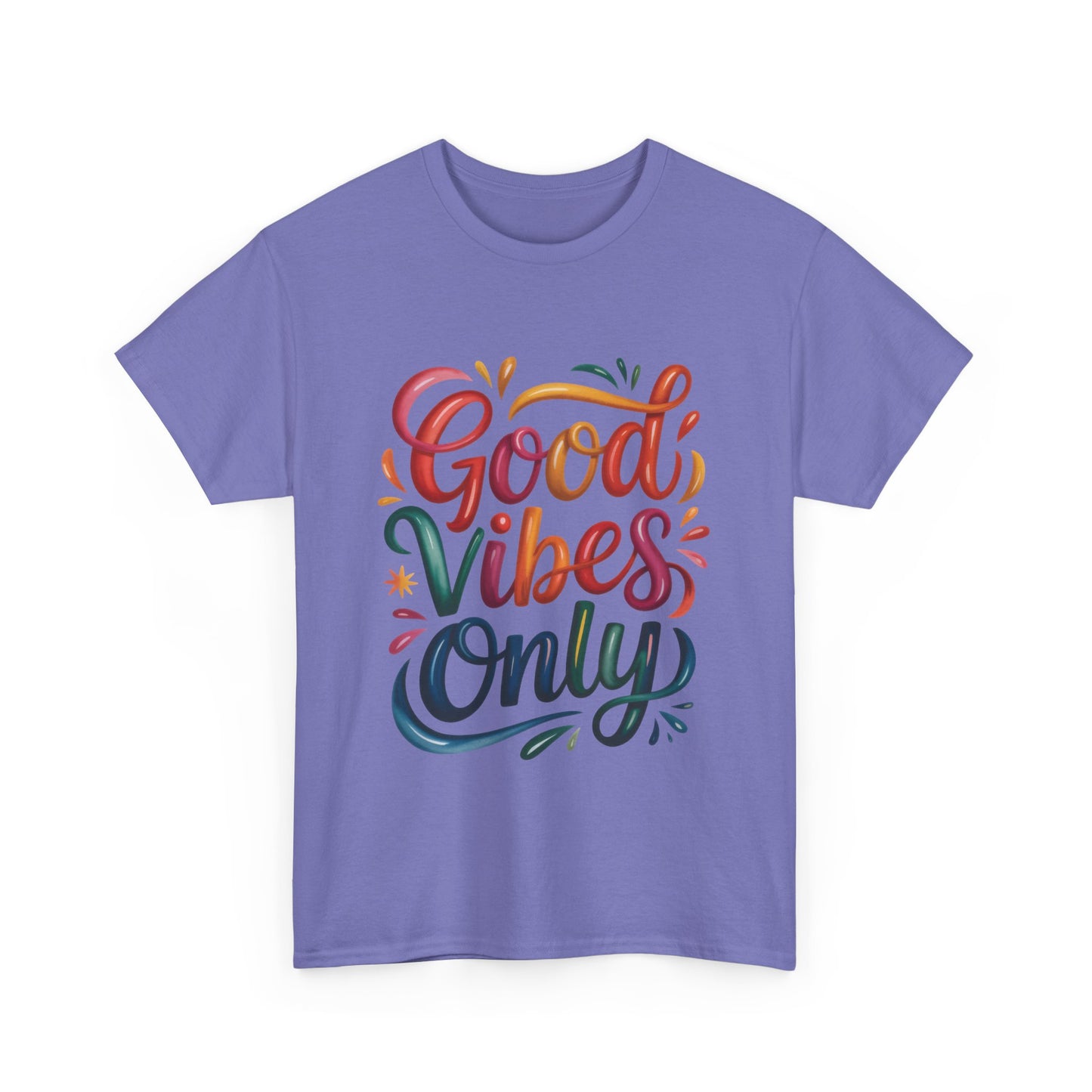 Good Vibes Only Womens Heavy Cotton Tee, Casual Wear, Gift for Friends, Relaxed Fit, Summer Style, Positive Affirmation Shirt