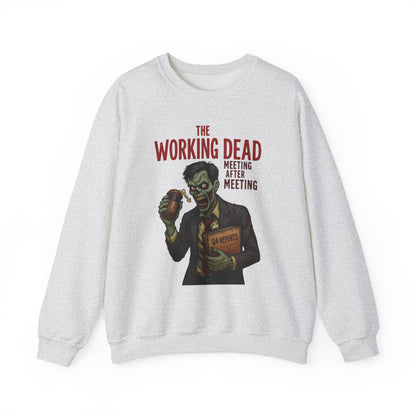 The Working Dead Men's Funny Zombie Sweatshirt, Office Humor Crewneck, Halloween Work Top