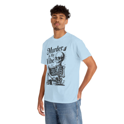 Mens Heavy Cotton Tee - "Murder is My Vibe" Graphic Shirt for Ghoulish Vibes, Halloween Fun, Spooky Season, Casual Wear, Gift for [...]
