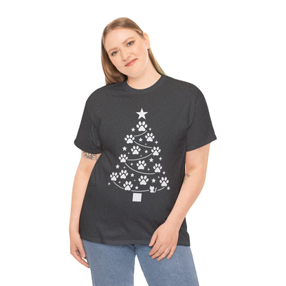 Paw Christmas Tree Women's T-Shirt, Pet Lover Holiday Tee
