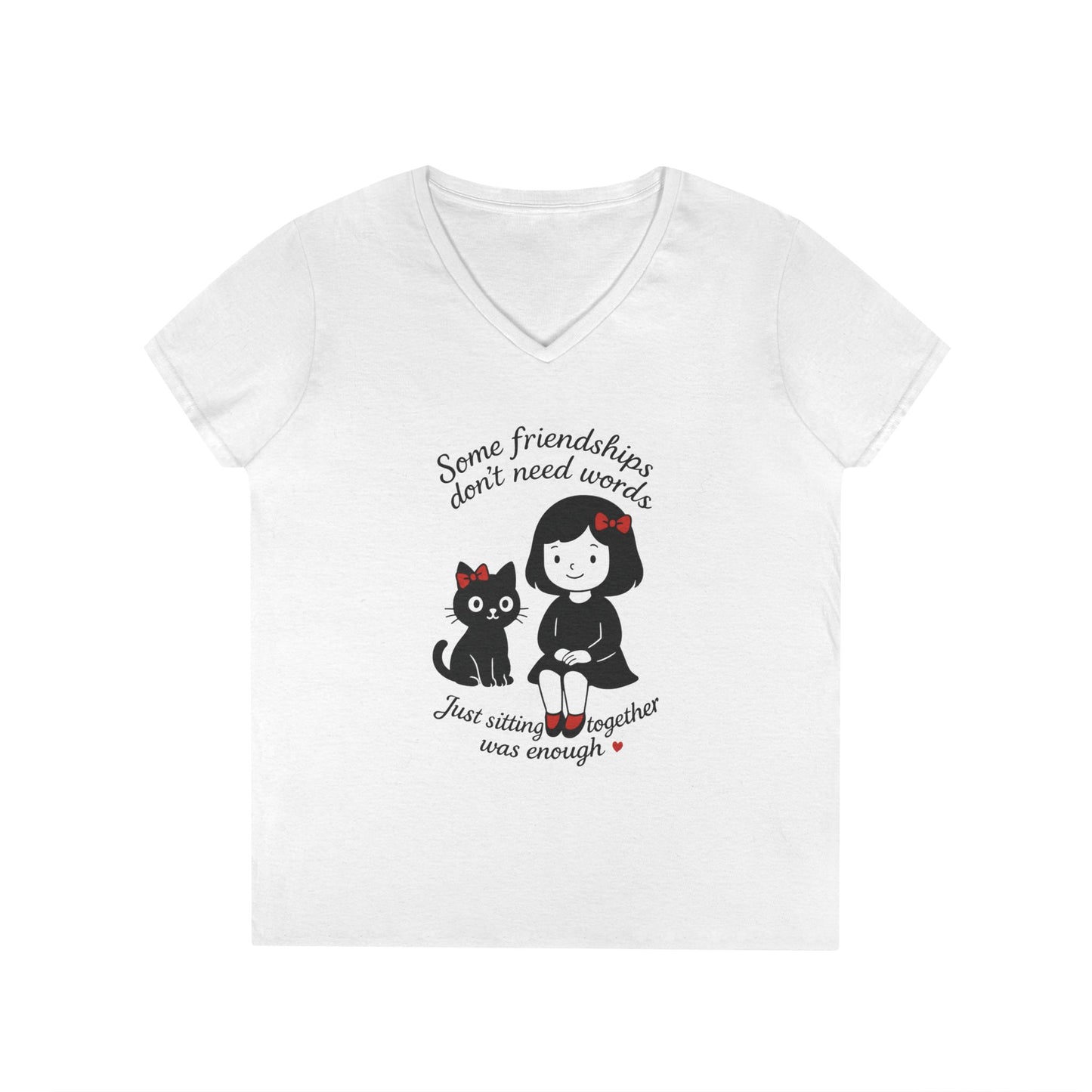 Cat Lover Girls' V-Neck T-Shirt, Gift for Birthday, Cat Lover T-Shirt, Cat Mom Gift