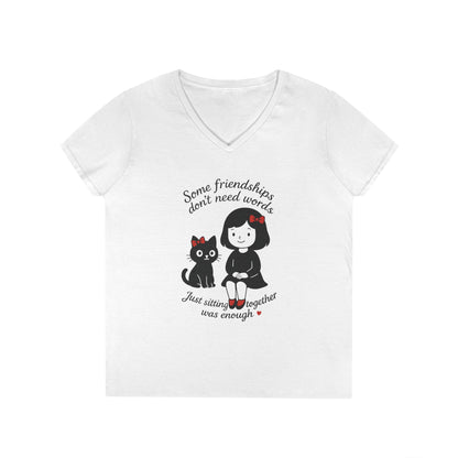 Cat Lover Girls' V-Neck T-Shirt, Gift for Birthday, Cat Lover T-Shirt, Cat Mom Gift