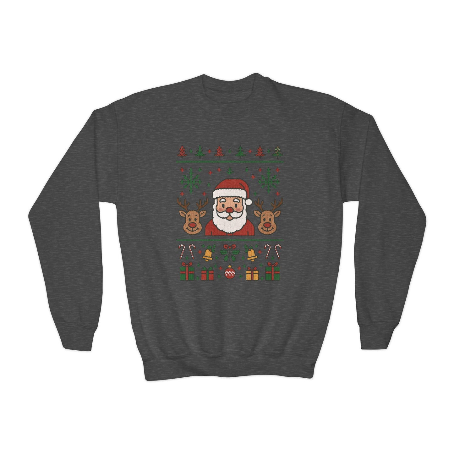 Santa - Reindeer Christmas Sweatshirt for Kids, Cozy Holiday Jumper, Youth Crewneck Sweatshirt