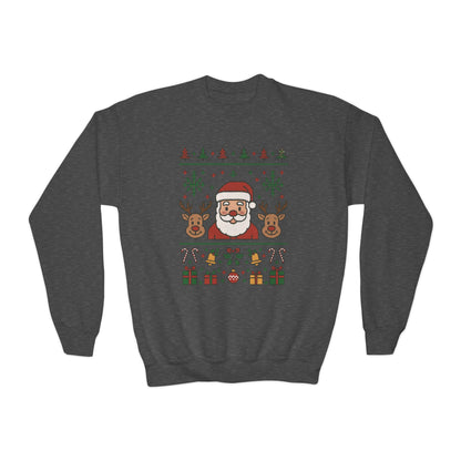 Santa - Reindeer Christmas Sweatshirt for Kids, Cozy Holiday Jumper, Youth Crewneck Sweatshirt