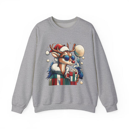 Cool Reindeer Christmas Sweatshirt, Funny Holiday Pullover for Men, Men's Heavy Blend™ Crewneck Sweatshirt