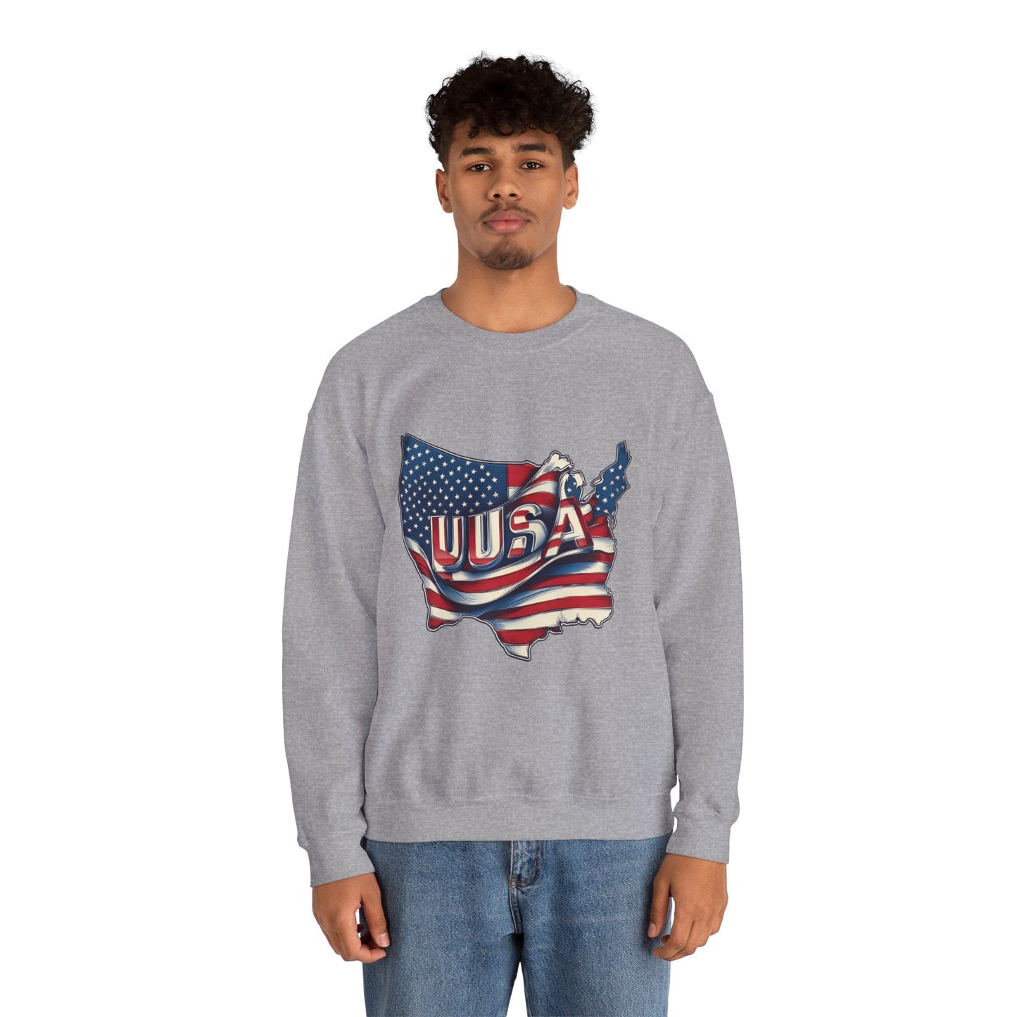Patriotic USA Crewneck Sweatshirt, Unisex Sweatshirt, American Flag Apparel, Casual Comfort, Great for Independence Day and Holidays