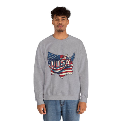 Patriotic USA Crewneck Sweatshirt, Unisex Sweatshirt, American Flag Apparel, Casual Comfort, Great for Independence Day and Holidays