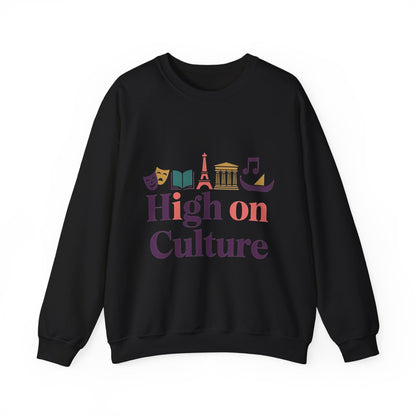 Womens Heavy Blend™ Crewneck Sweatshirt, High on Culture Womens Sweatshirt, Stylish Cultural Graphic Top