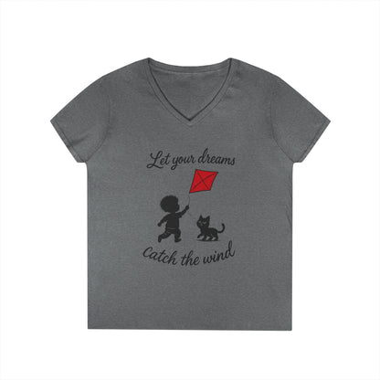 Cat Lover Girls' V-Neck T-Shirt, Gift for Birthday, Cat Lover T-Shirt, Cat Mom Gift, Gift for Kids and Animal Lovers