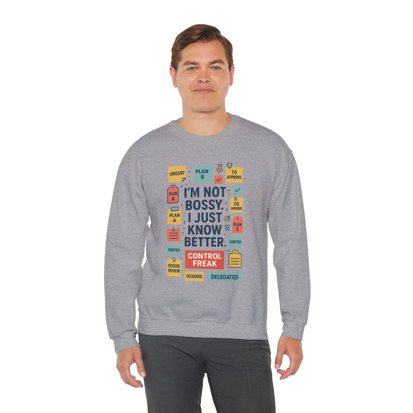 Funny Mens Control Freak Sweatshirt, Sarcastic Crewneck Gift for Him, Perfect Gift for Bossy Friends