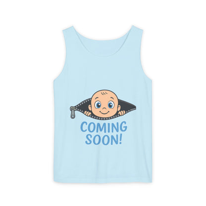 Coming Soon Maternity Tank Top, Cute Baby Boy Pregnancy Announcement Tee, Funny Expecting Mom Gift, Gender Reveal Tee, Baby Shower Top