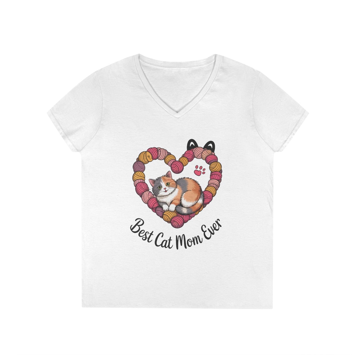 Best Cat Mom V-Neck T-Shirt, Gifts for Cat Lovers, Pet Mom Tee, Cute Cat Shirt, Animal Lover Apparel, Mother's Day Gift