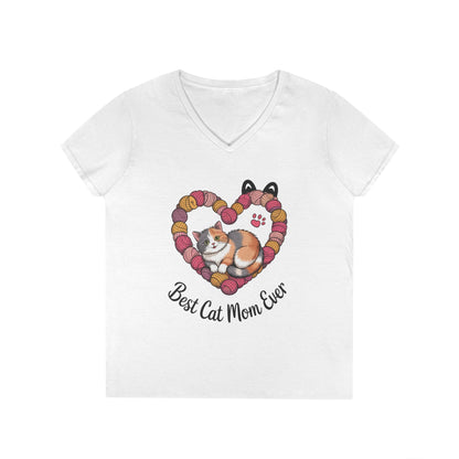 Best Cat Mom V-Neck T-Shirt, Gifts for Cat Lovers, Pet Mom Tee, Cute Cat Shirt, Animal Lover Apparel, Mother's Day Gift
