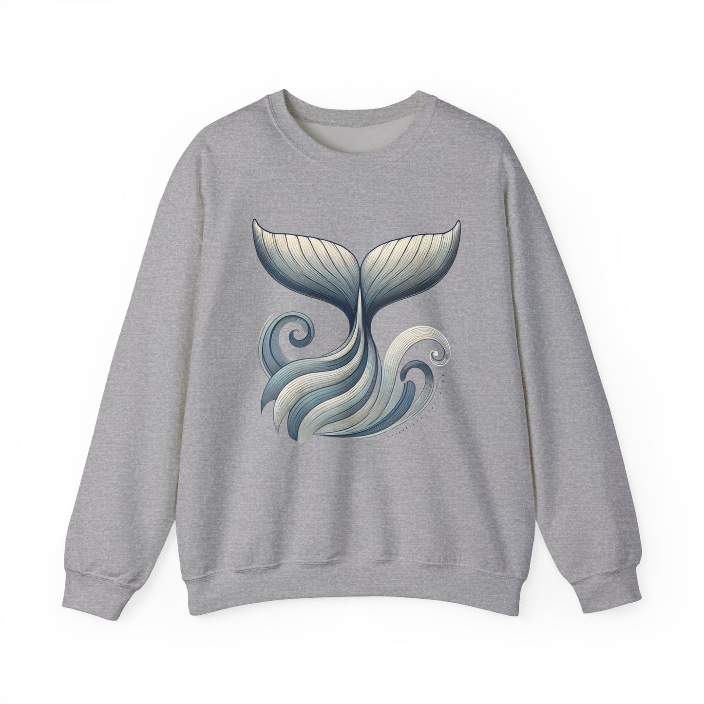 Whale Tail Ocean Sweatshirt, Unisex Heavy Blend Crewneck Sweatshirt, Nautical Coastal Sea Life Gift for Beach Lovers, Gift for Ocean Lovers