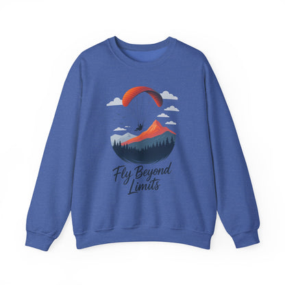 Adventure Inspiration Crewneck Sweatshirt - Fly Beyond Limits, Cozy Outdoor Outfit, Gift for Adventurers, Travel, Motivation Apparel