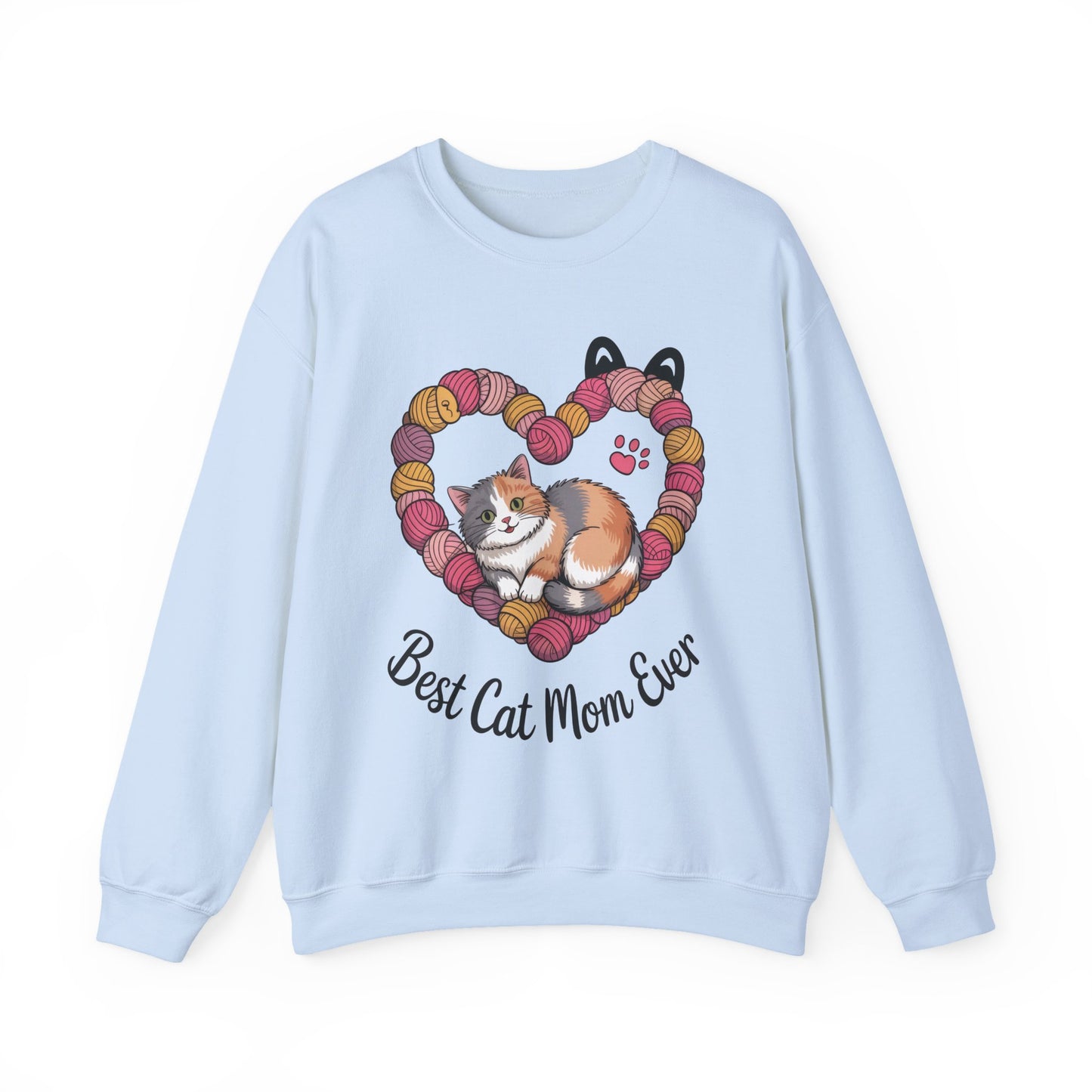 Best Cat Mom Ever Sweatshirt, Cozy Cat Lover Gift, Mother's Day Apparel, Pet Owner Sweatshirt, Cute Gift for Cat Moms, Yarn Themed