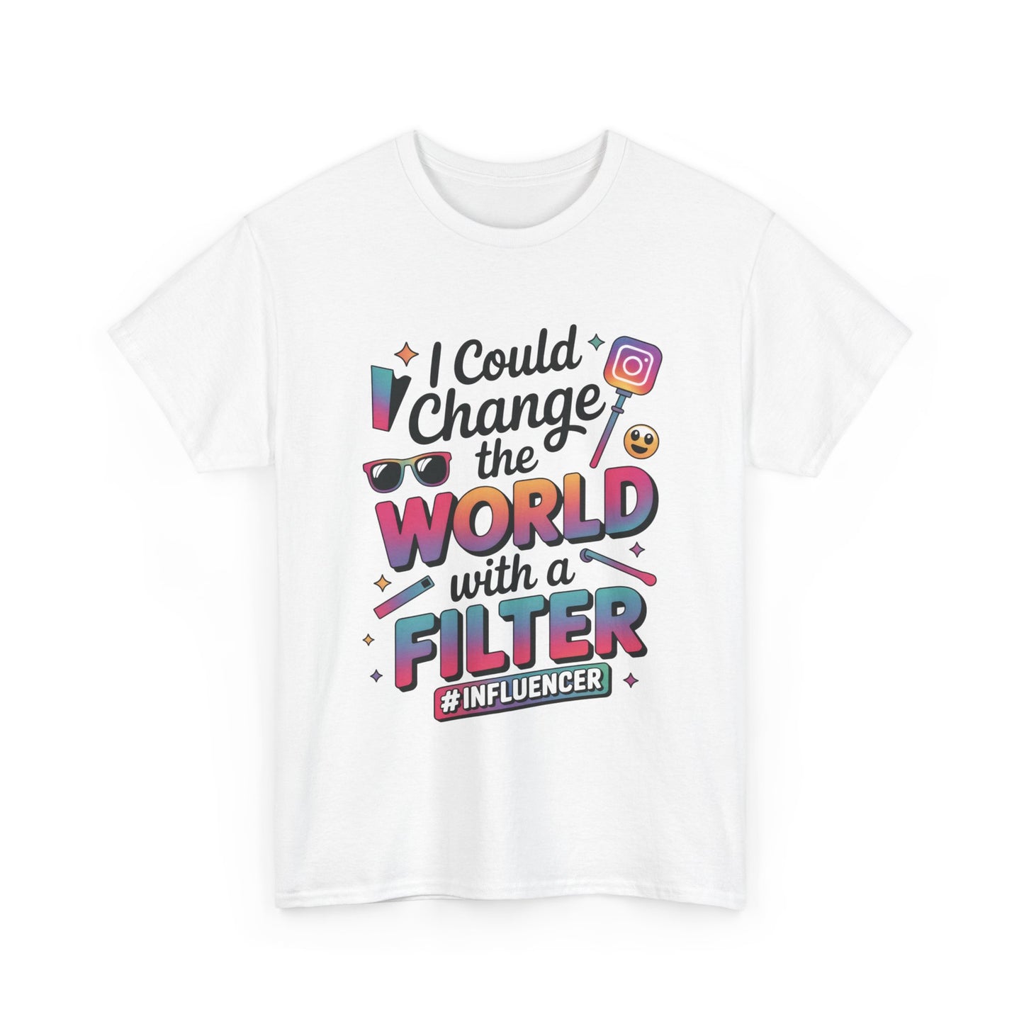 Womens Heavy Cotton Tee, Womens Influencer T-Shirt, Funny Social Media Graphic Tee, Cute Trendy Top