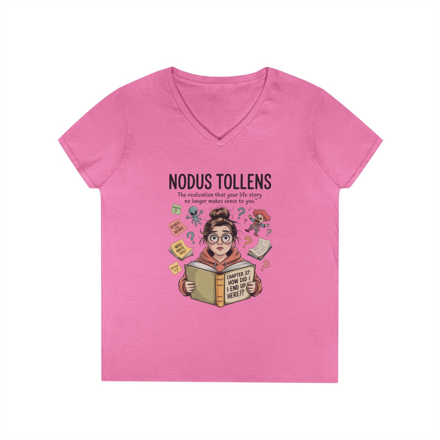Nodus Tollens V-Neck T-Shirt, Women's Heavy Cotton Shirt, Latin Words, Moods & Modes, Self-Awareness, Quirky Humor Shirt