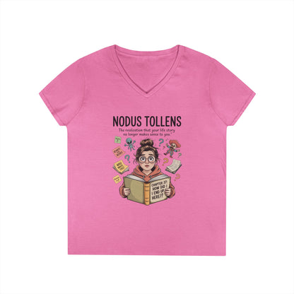 Nodus Tollens V-Neck T-Shirt, Women's Heavy Cotton Shirt, Latin Words, Moods & Modes, Self-Awareness, Quirky Humor Shirt