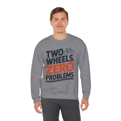 Men's Heavy Blend™ Crewneck Sweatshirt, Two Wheels Zero Problems Mens Casual Biker Sweatshirt, Gift for Cyclists