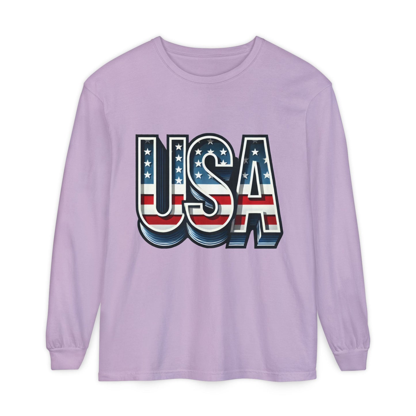Patriotic Long Sleeve  Unisex  T-Shirt, USA Design, Unisex Tee for Independence Day, Memorial Day, Family Celebrations, Casual Wear