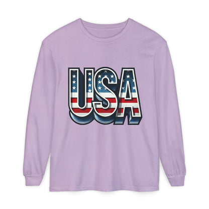 Patriotic Long Sleeve  Unisex  T-Shirt, USA Design, Unisex Tee for Independence Day, Memorial Day, Family Celebrations, Casual Wear
