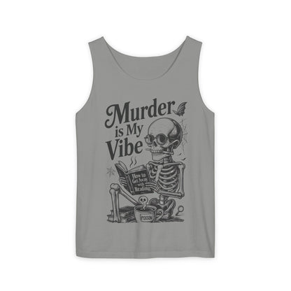 Murder Is My Vibe Tank Top, Womens Goth Tank, Halloween Clothing, Skeleton Graphic Tee, Cozy Casual Wear, Quirky Gift Idea