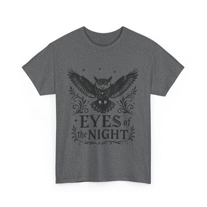 Cool Owl Graphic Unisex Heavy Cotton Tee, Flying Owl Art T-Shirt, Animal Print Tee, Gothic Bird Graphic Tee, Mens Gothic Style Shirt