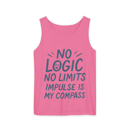 Funny No Logic Womens Tank Top, No Limits Impulse Quote, Carefree Graphic Tee, Gym Apparel for Women, Fitness Gift, Casual Summer Top