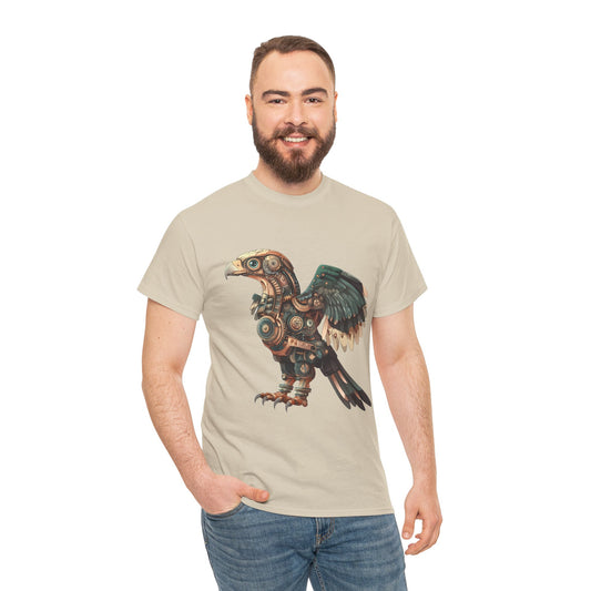 Steampunk Eagle Mens Tee, Cotton Tee with Mechanical Bird Design, Vintage Graphic Shirt, Gift for Bird Lovers, Unique Art Apparel