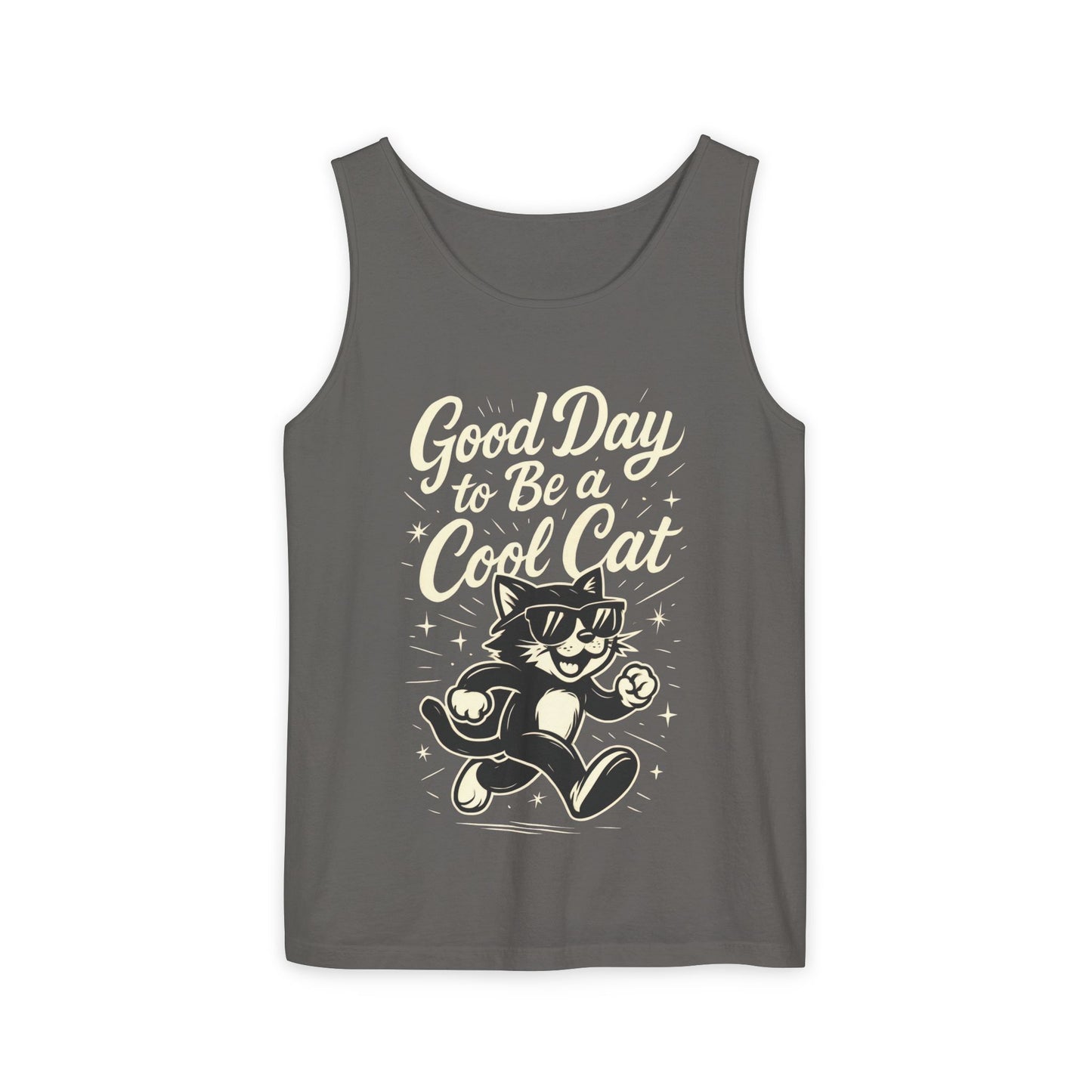 Cool Cat Womens Tank Top - Good Day to Be a Cool Cat Retro Kitty Sleeveless Shirt - Funny Summer Top, Gift for Cat Lovers
