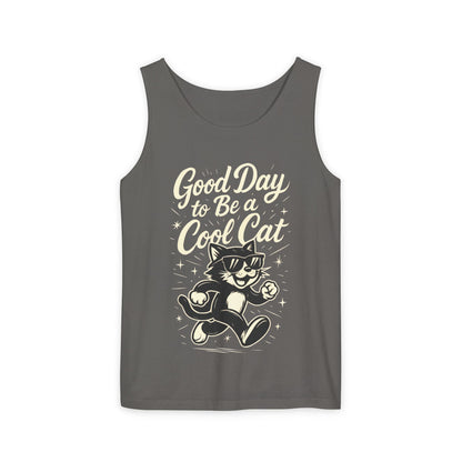 Cool Cat Womens Tank Top - Good Day to Be a Cool Cat Retro Kitty Sleeveless Shirt - Funny Summer Top, Gift for Cat Lovers