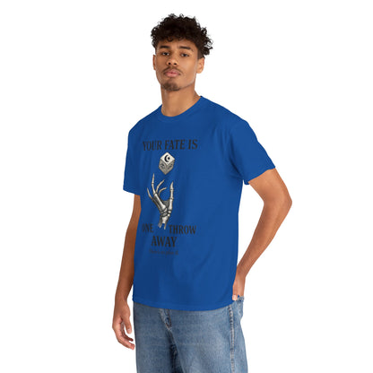 Your Fate Mens Heavy Cotton Tee, Skeleton Dice Graphic T-Shirt, Trendy Gift for Gamers, Gambling Tee, Unique Quote Apparel
