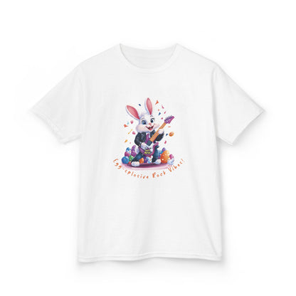 Explosive Rock Vibes Kids Tee - Fun Bunny Graphic T-Shirt for Young Rockstars