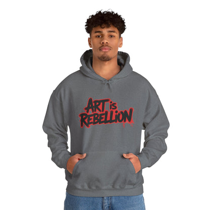 Men's Heavy Blend™ Hooded Sweatshirt, Art Is Rebellion Men's Hoodie, Graffiti Street Art Pullover, Urban Rebellion Hoodie for Skaters