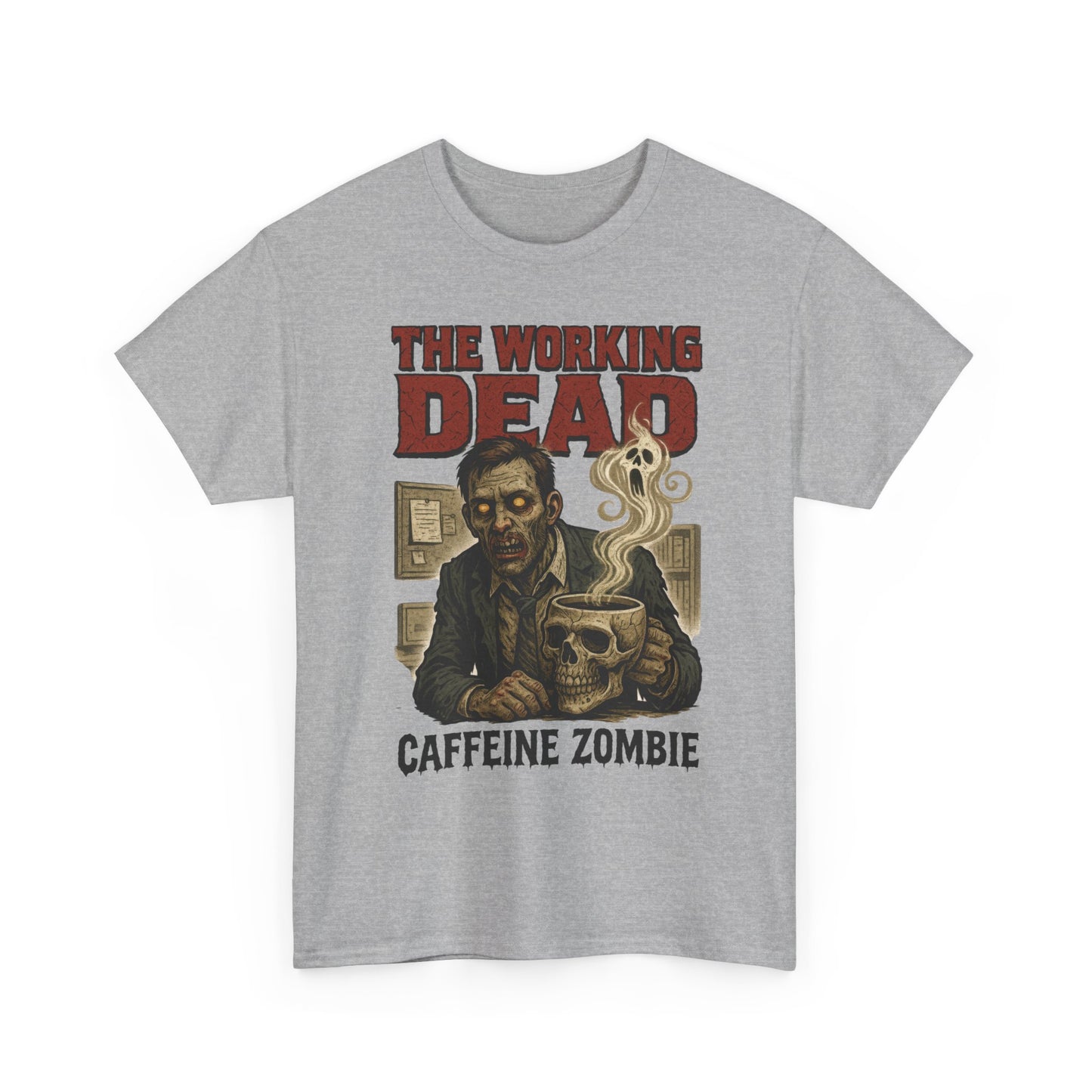The Working Dead Men's Funny Zombie Work T-Shirt, Office Humor Tee, Halloween Office Tee, Coffee Zombie Shirt