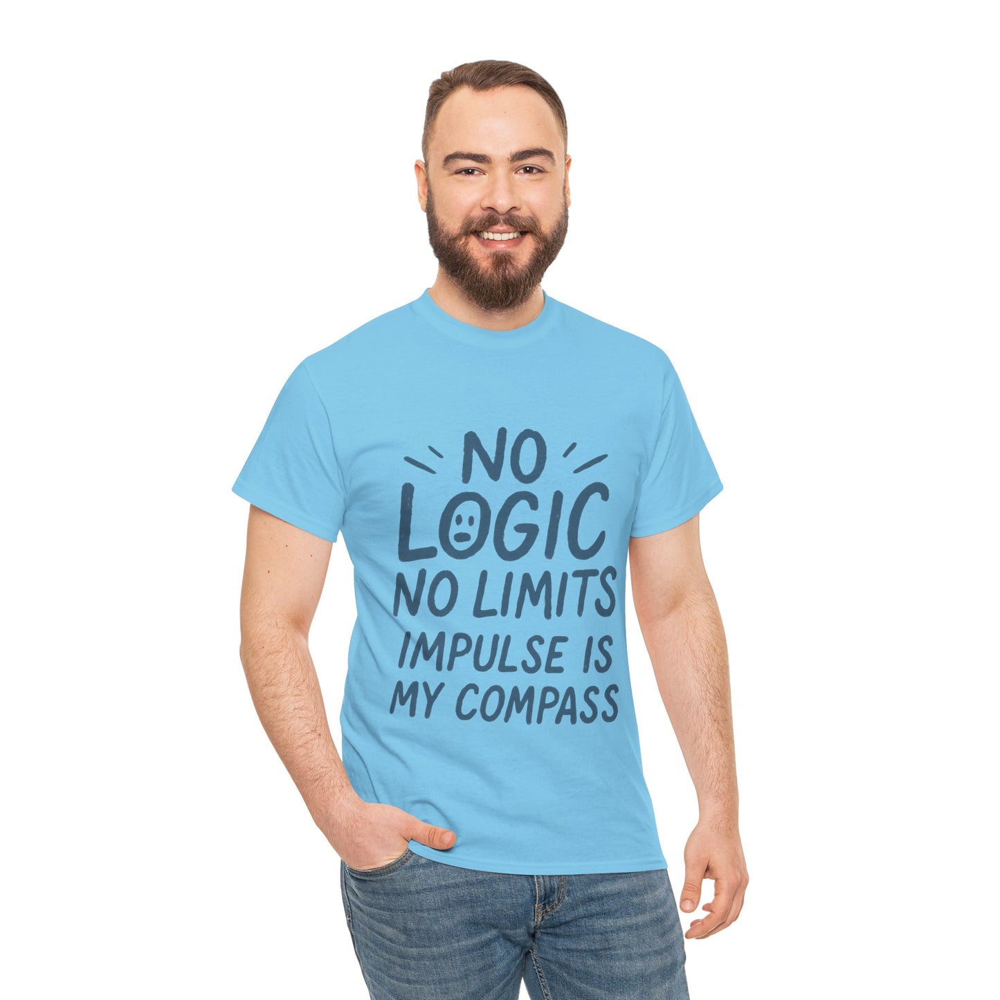 Funny No Logic Mens T-Shirt, No Limits Impulse Quote, Relaxed Fit Graphic Tee, Gift for Him, Casual Wear for Creatives, Gift for Artists
