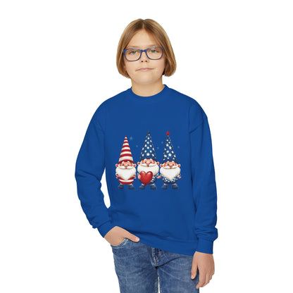 Patriotic Gnome Youth Crewneck Sweatshirt, 4th of July Sweatshirt, Cute Gnome Pullover, Summer Camp Outfit, Kids Holiday Apparel