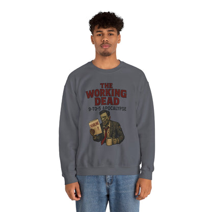 Men's The Working Dead 9-to-5 Apocalypse Sweatshirt, Funny Office Zombie Horror Pullover, Halloween Zombie Work Top