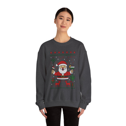 Funny Santa Women's Christmas Sweatshirt, Holiday Party Pullover