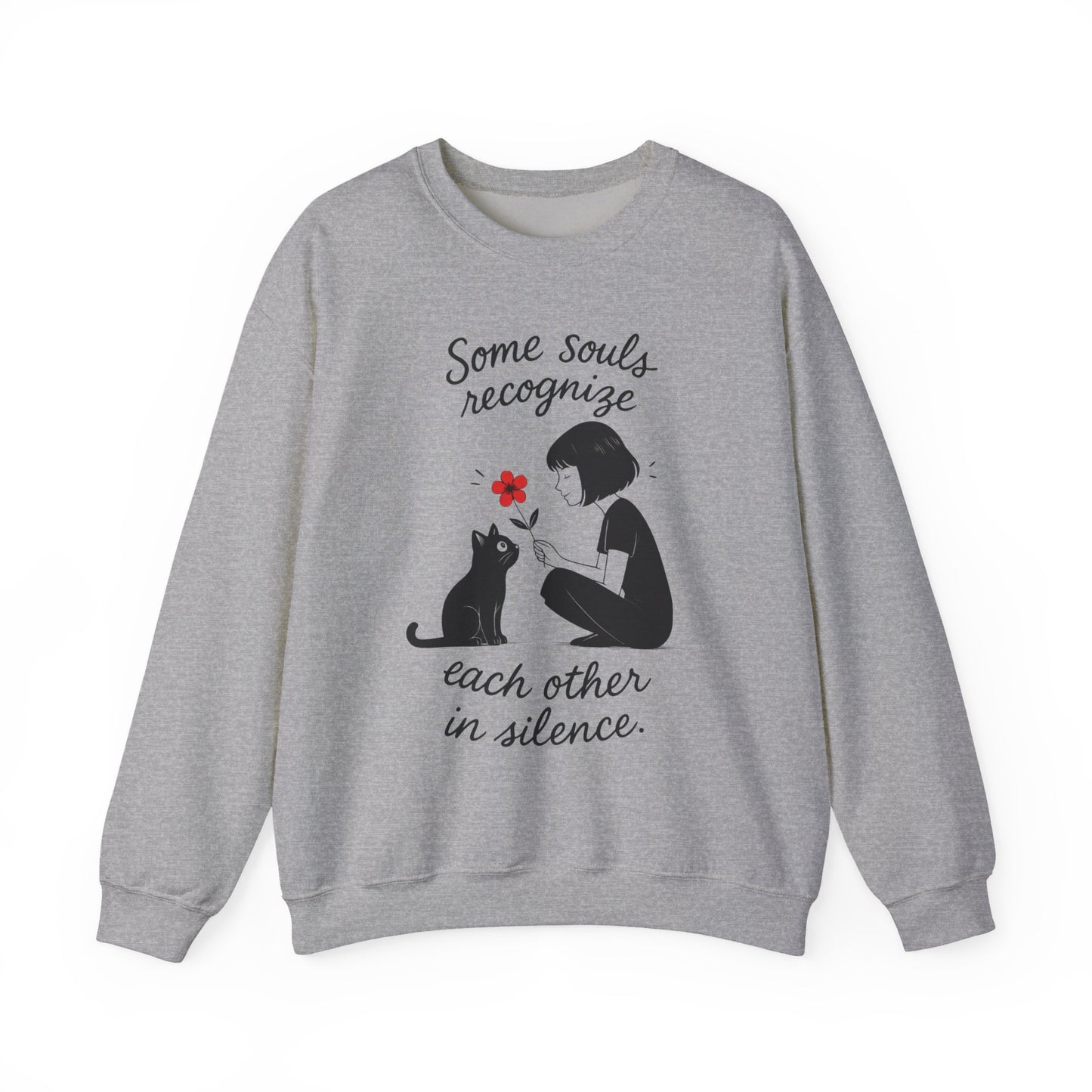 Soulful Cat and Human Crewneck Sweatshirt, Cozy Gift for Cat Lovers, Womens Sweatshirt, Animal Lover Apparel, Thoughtful Gift Idea