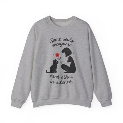 Soulful Cat and Human Crewneck Sweatshirt, Cozy Gift for Cat Lovers, Womens Sweatshirt, Animal Lover Apparel, Thoughtful Gift Idea