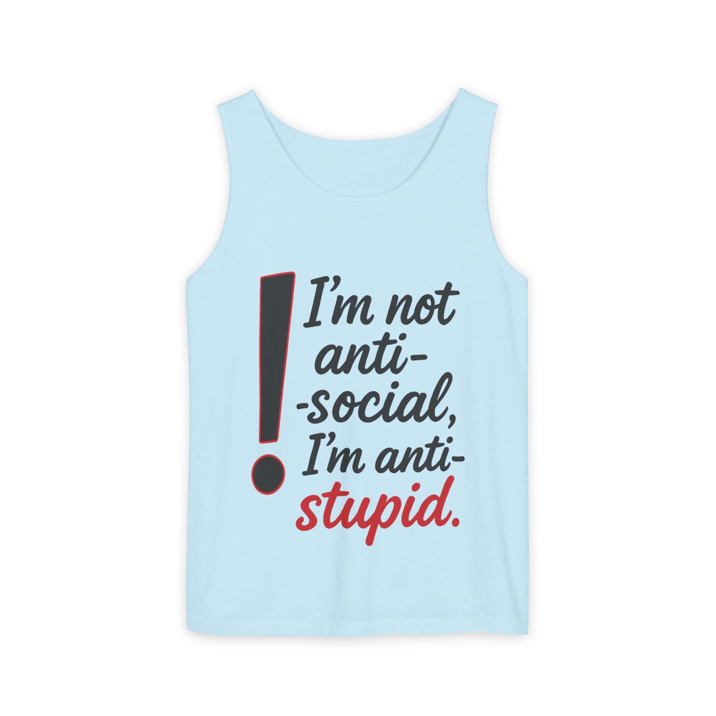 Anti-Social Womens Tank Top, Funny Graphic Summer Apparel, Beachwear, Humorous Womens Tee, Graphic Tee for Introverts & Thinkers