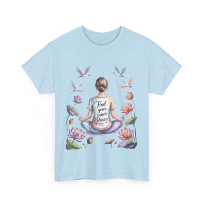 Find Your Inner Peace Womens Heavy Cotton Tee, Motivational Shirt, Meditation Apparel, Relaxation Gift, Casual Wear, Mindfulness Tee